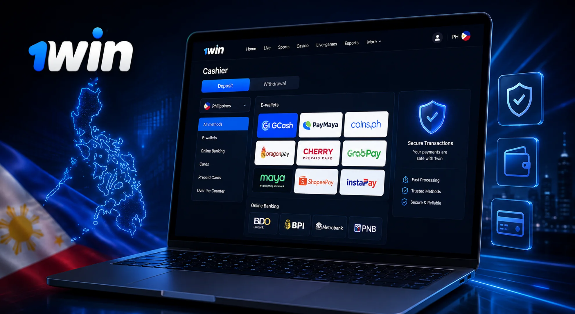 1win payments Philippines