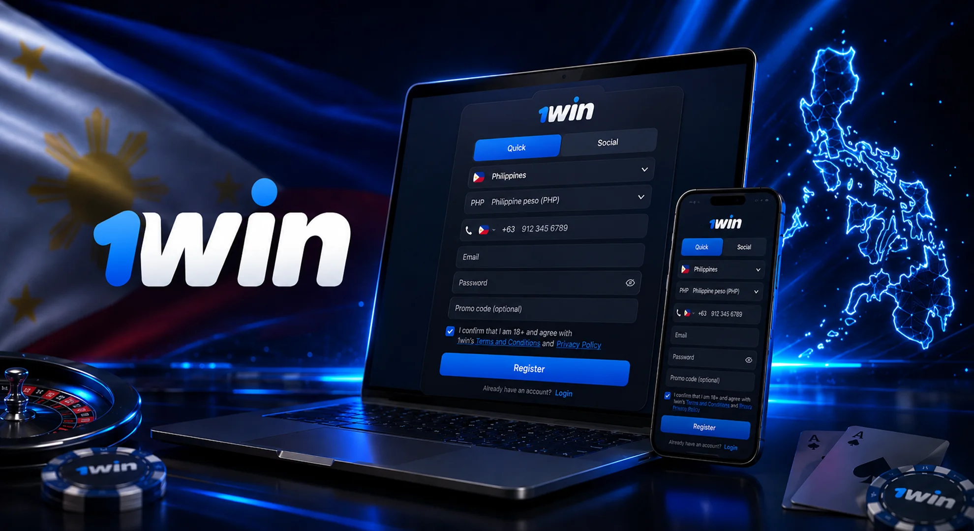 1win registration Philippines